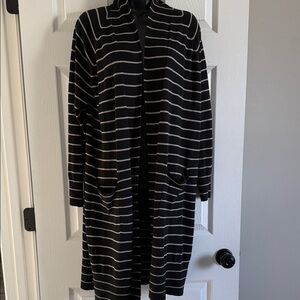 a new day Black and White Striped Open-Front Cardigan